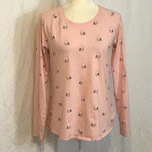 Pink Owl Print Shirt ~ Size Small